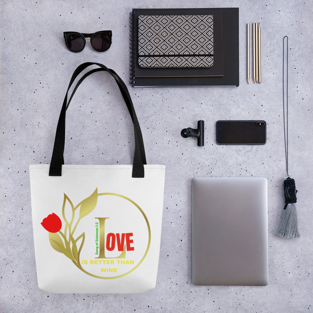 Love Tote bag, SoS 1:2 tote bag, Scripture bag, Christian girl tote bag, Lover of Jesus tote bag, Song of Solomon 1:2 tote bag, Beautiful Tulip bag, Flower tote bag, Summer bag, Student tote bag,