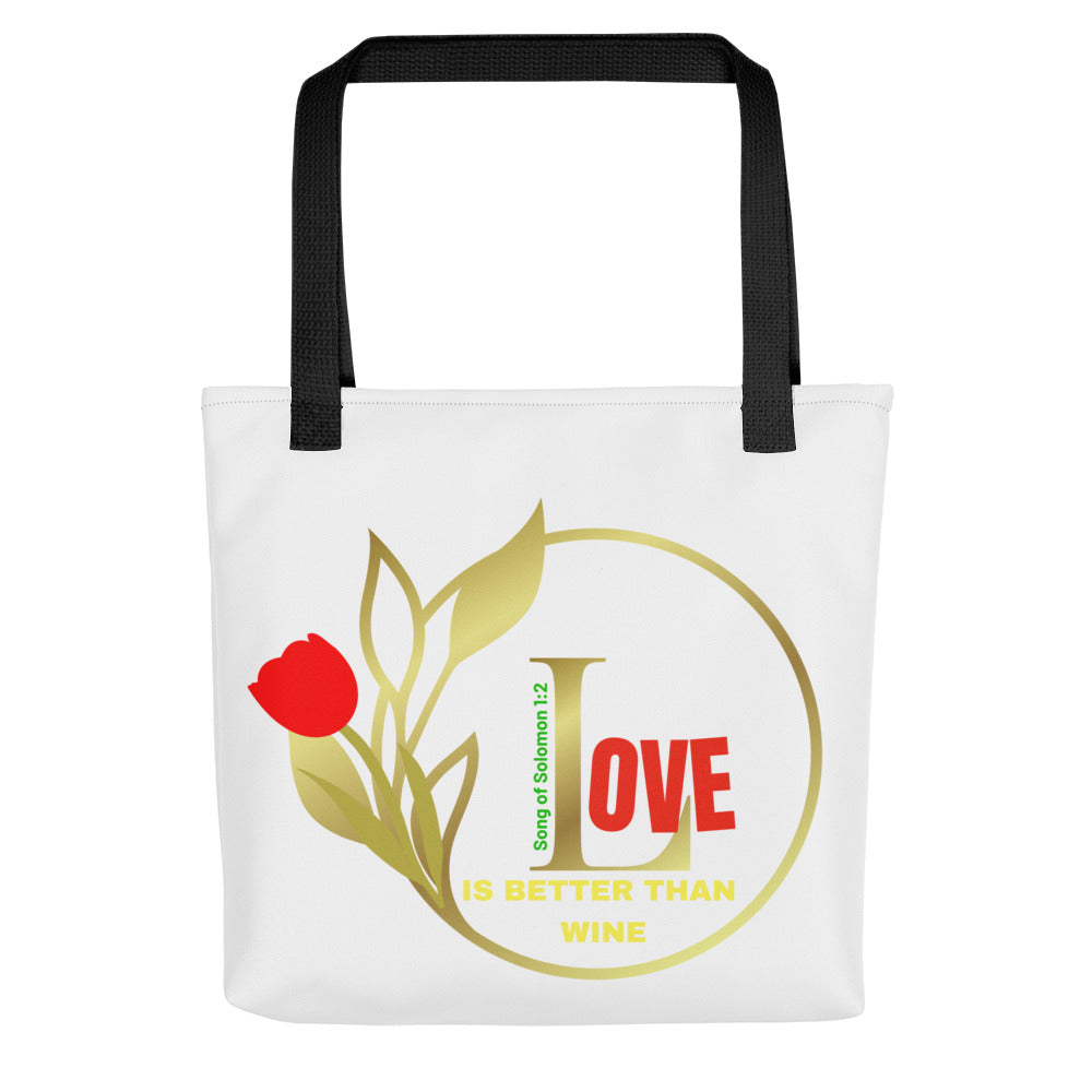 Love Tote bag, SoS 1:2 tote bag, Scripture bag, Christian girl tote bag, Lover of Jesus tote bag, Song of Solomon 1:2 tote bag, Beautiful Tulip bag, Flower tote bag, Summer bag, Student tote bag,