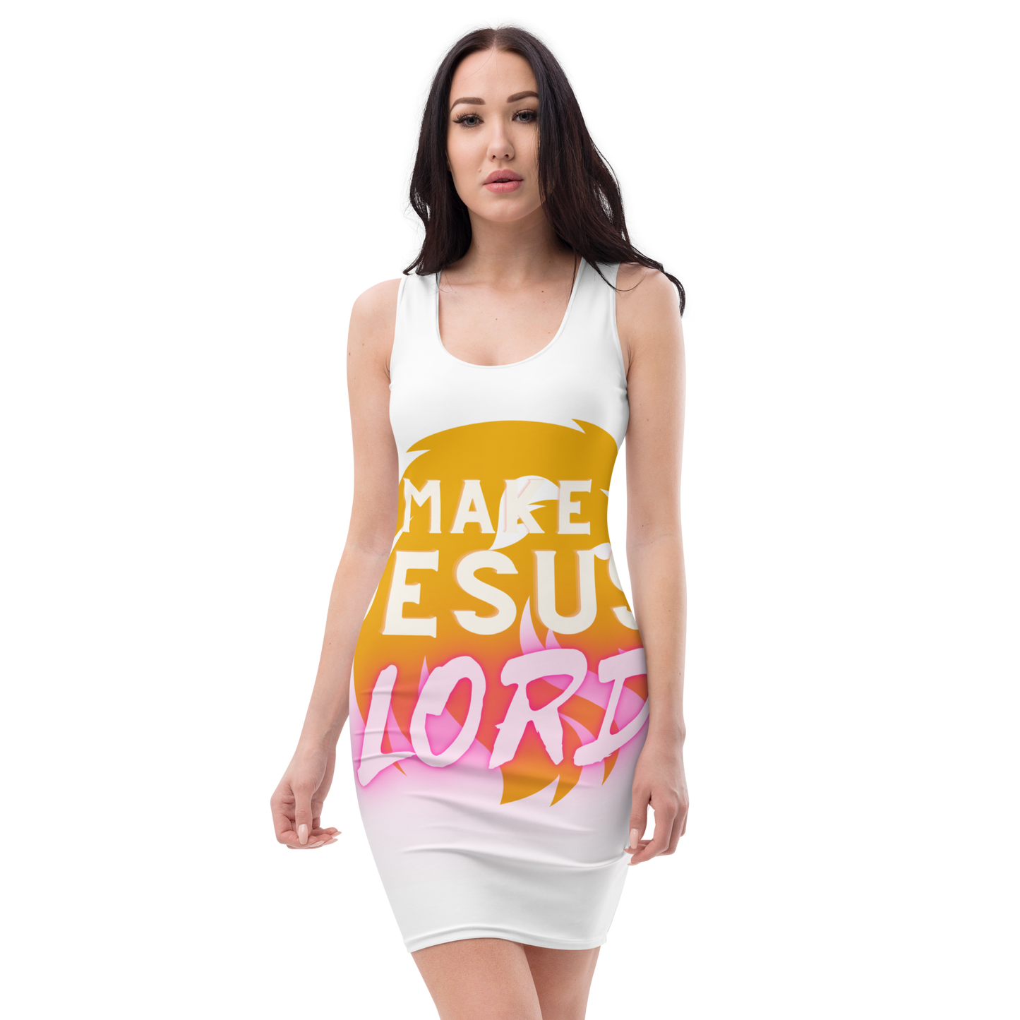 Make Jesus Lord Dress, Summer Dress, White Beautiful Scripture Dress, Sublimation Cut & Sew Dress, Jesus Lover, Dress to Fit,