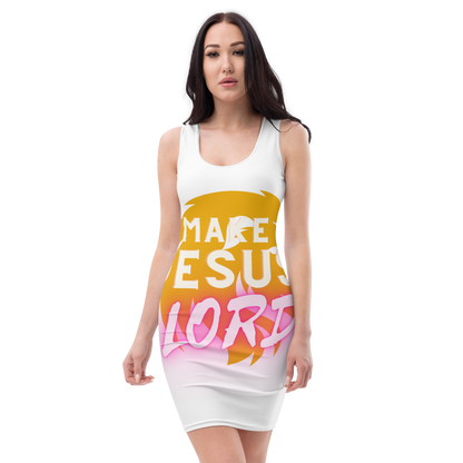 Make Jesus Lord Dress, Summer Dress, White Beautiful Scripture Dress, Sublimation Cut & Sew Dress, Jesus Lover, Dress to Fit,