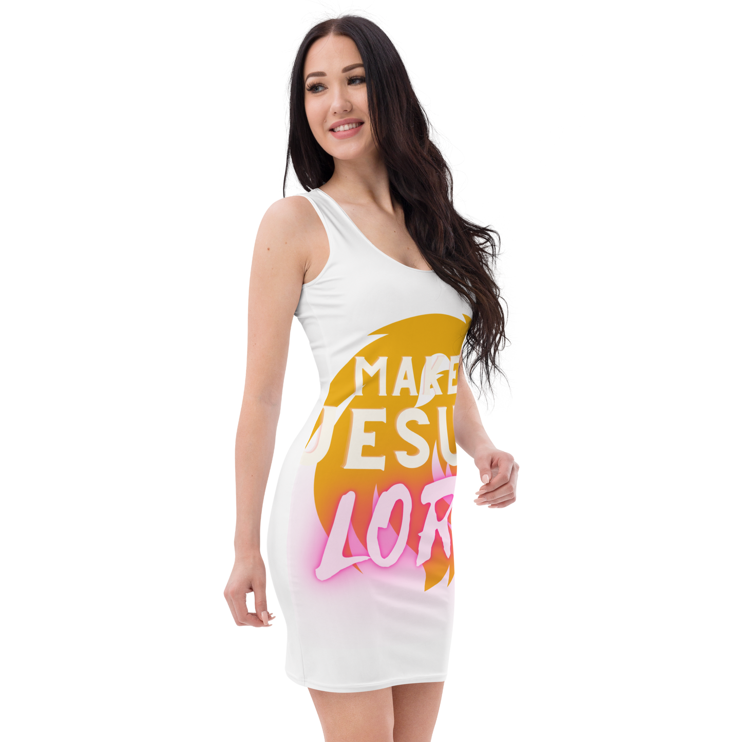 Make Jesus Lord Dress, Summer Dress, White Beautiful Scripture Dress, Sublimation Cut & Sew Dress, Jesus Lover, Dress to Fit,