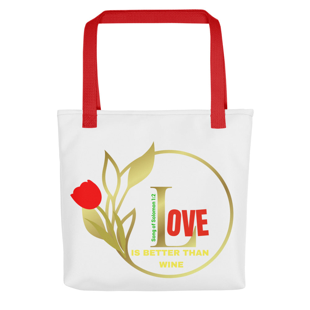 Love Tote bag, SoS 1:2 tote bag, Scripture bag, Christian girl tote bag, Lover of Jesus tote bag, Song of Solomon 1:2 tote bag, Beautiful Tulip bag, Flower tote bag, Summer bag, Student  tote bag,