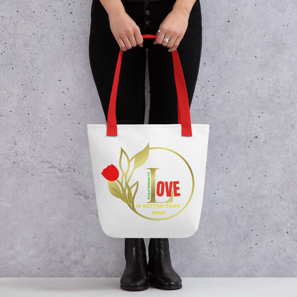 Love Tote bag, SoS 1:2 tote bag, Scripture bag, Christian girl tote bag, Lover of Jesus tote bag, Song of Solomon 1:2 tote bag, Beautiful Tulip bag, Flower tote bag, Summer bag, Student  tote bag,