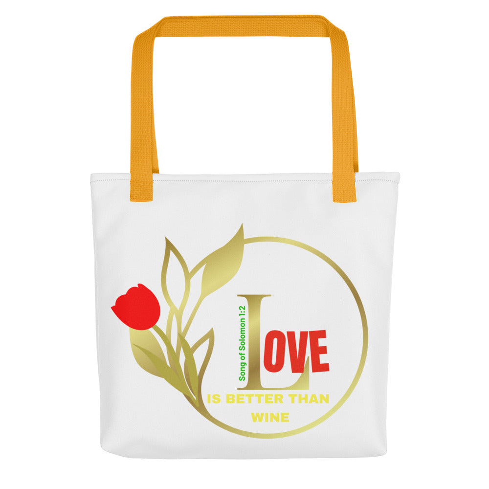 Love Tote bag, SoS 1:2 tote bag, Scripture bag, Christian girl tote bag, Lover of Jesus tote bag, Song of Solomon 1:2 tote bag, Beautiful Tulip bag, Flower tote bag, Summer bag, Student  tote bag,