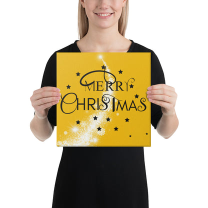 Merry Christmas Gold Canvas, Holiday Canvas,