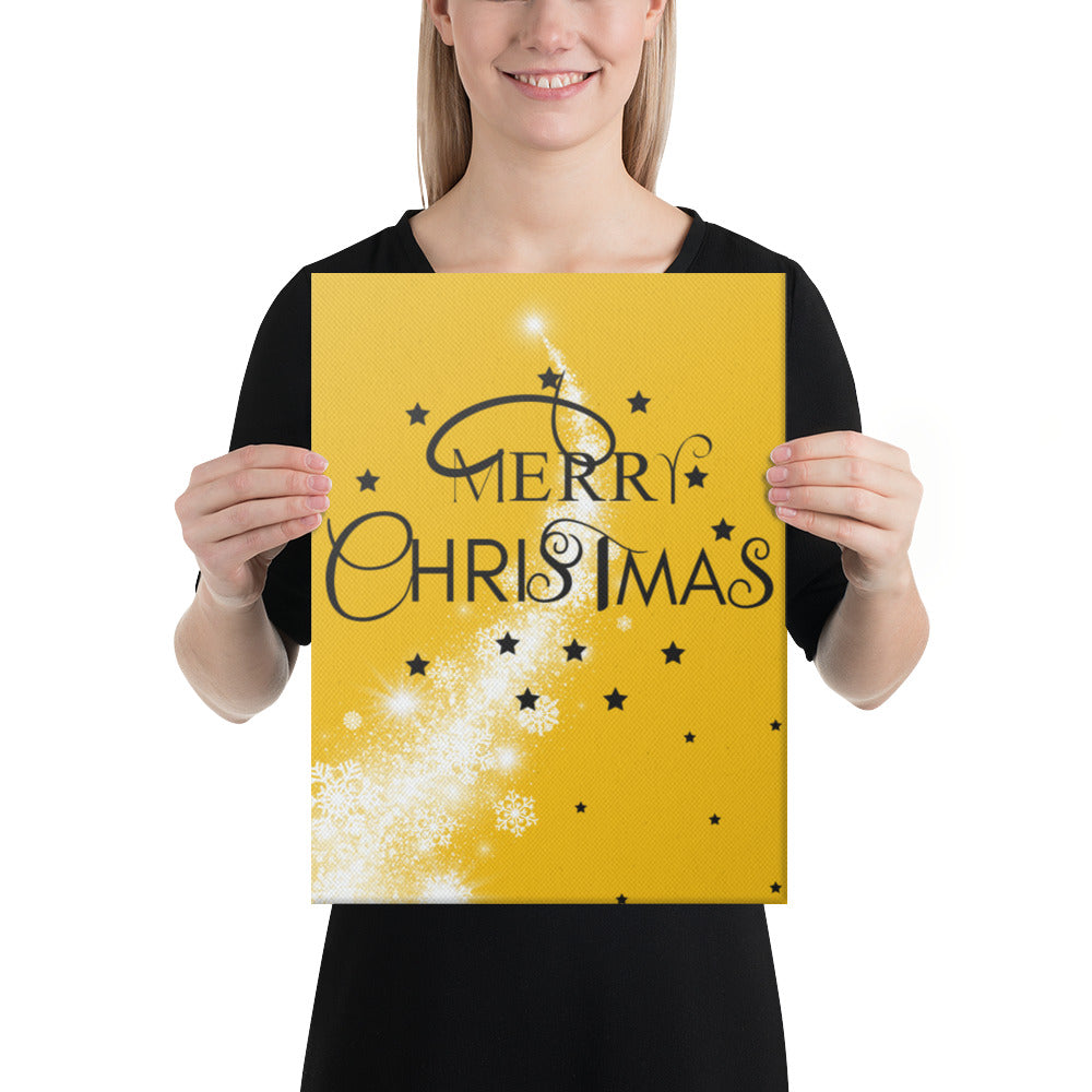 Merry Christmas Gold Canvas, Holiday Canvas,