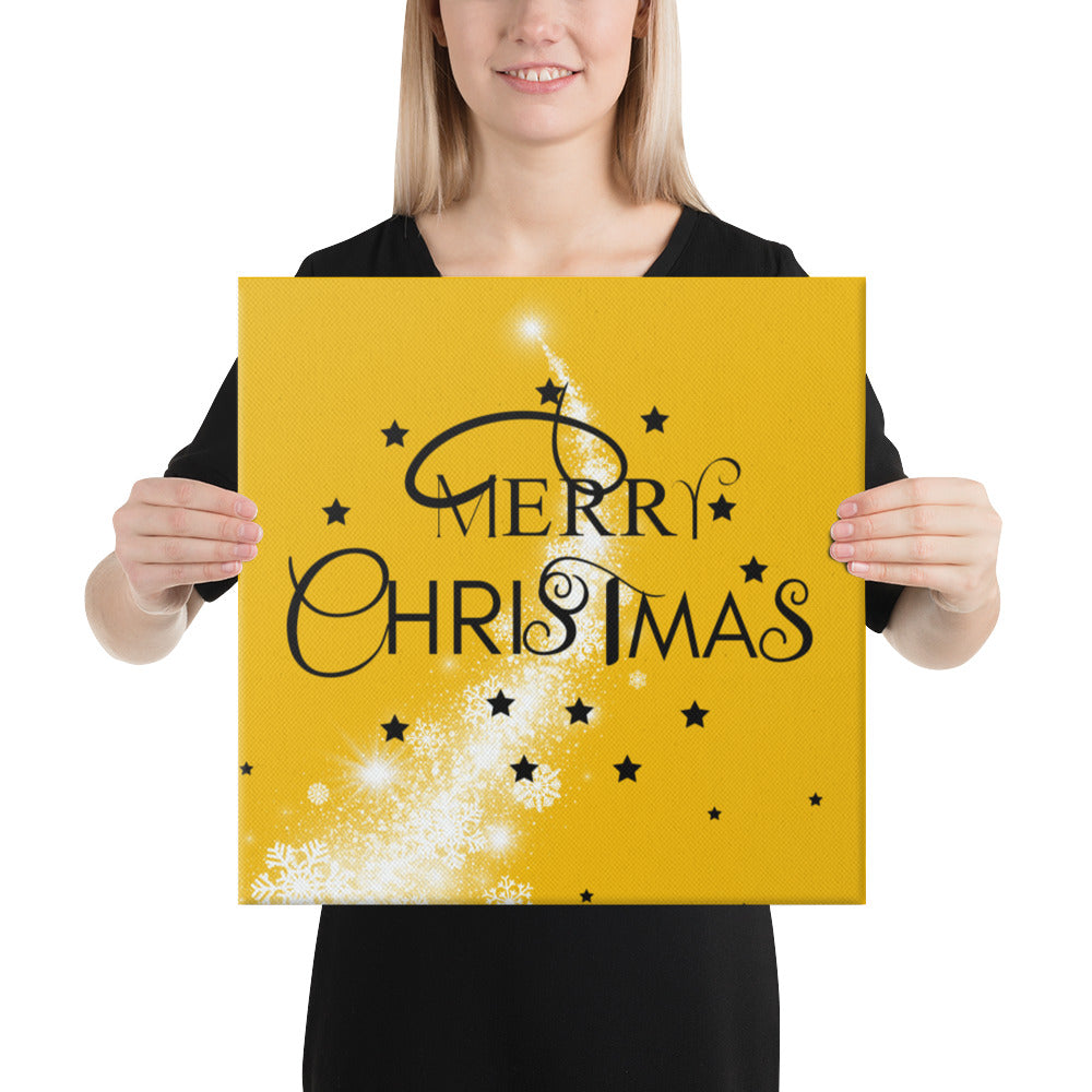 Merry Christmas Gold Canvas, Holiday Canvas,