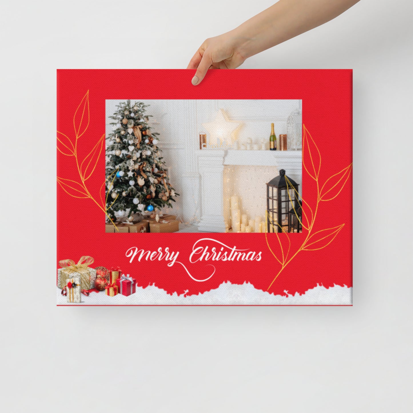 Red Christmas Canvas, Merry Christmas canvas, Scripture Canvas