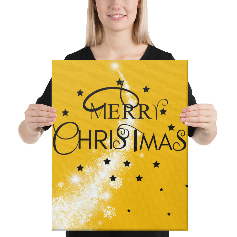 Merry Christmas Gold Canvas, Holiday Canvas,