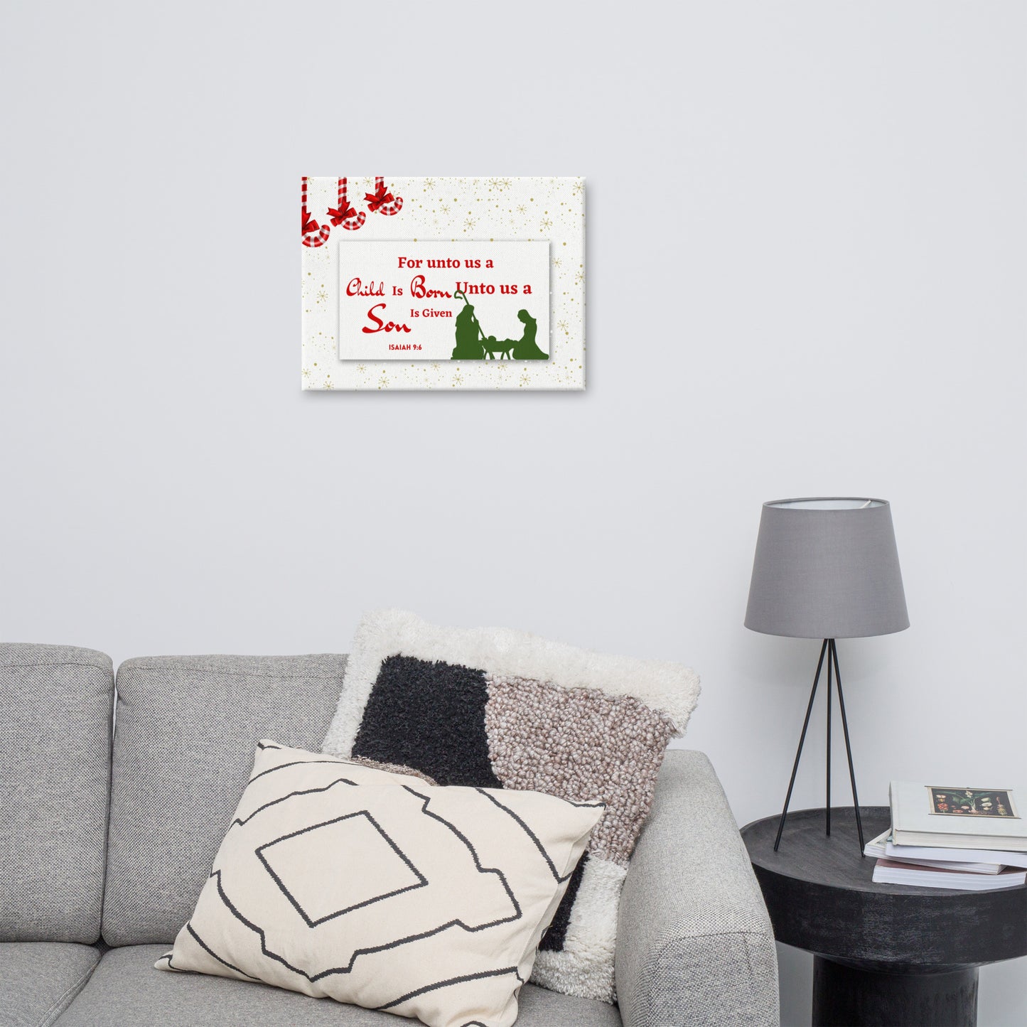 Isaiah 9:6 Christmas Canvas, Scripture Canvas,