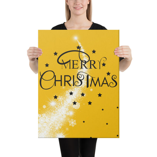 Merry Christmas Gold Canvas, Holiday Canvas,