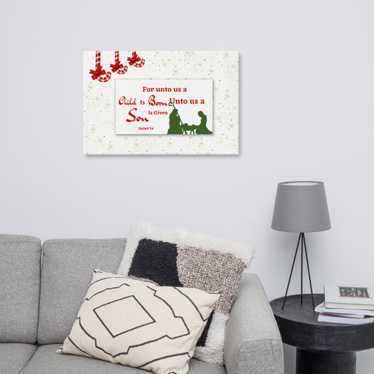 Isaiah 9:6 Christmas Canvas, Scripture Canvas,