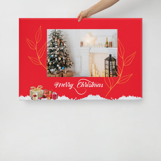 Red Christmas Canvas, Merry Christmas canvas, Scripture Canvas