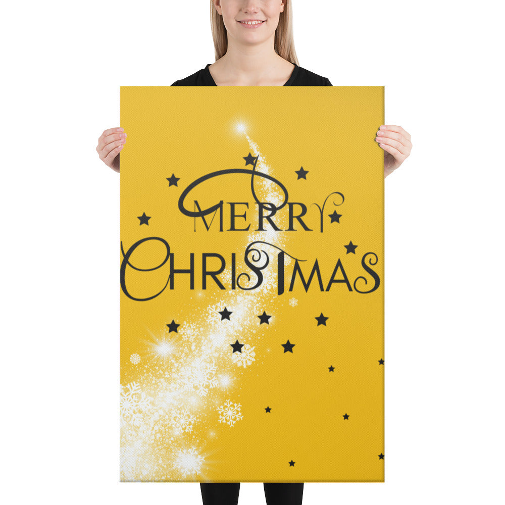 Merry Christmas Gold Canvas, Holiday Canvas,