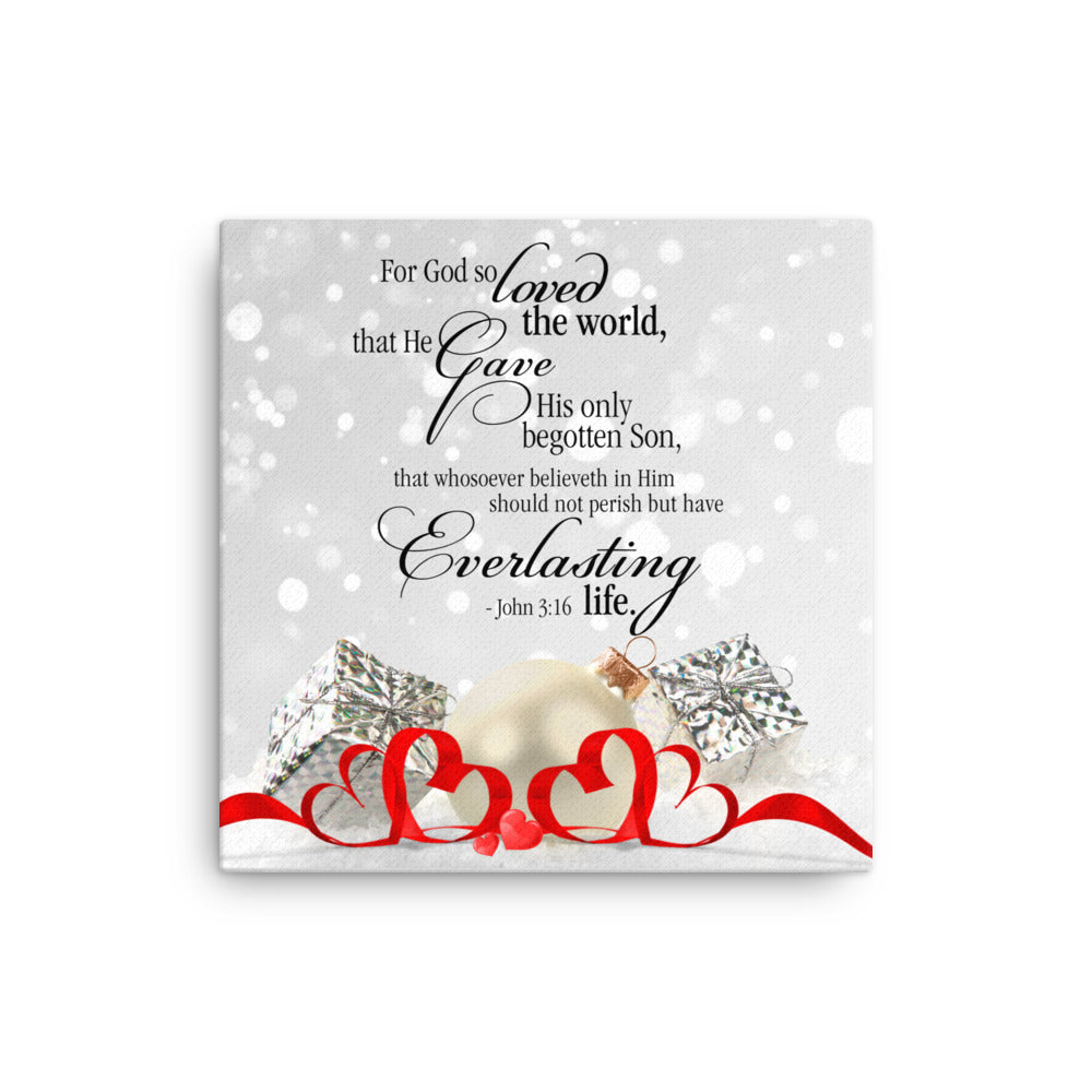 John 3:16 Thin Christmas canvas, Scripture canvas