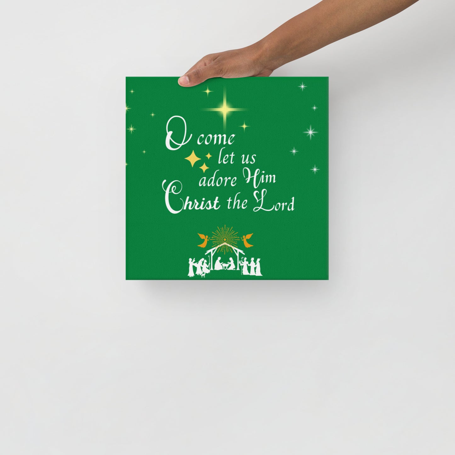 Thin canvas Christmas, o come let us adore Him Christmas thin canvas, scripture canvas