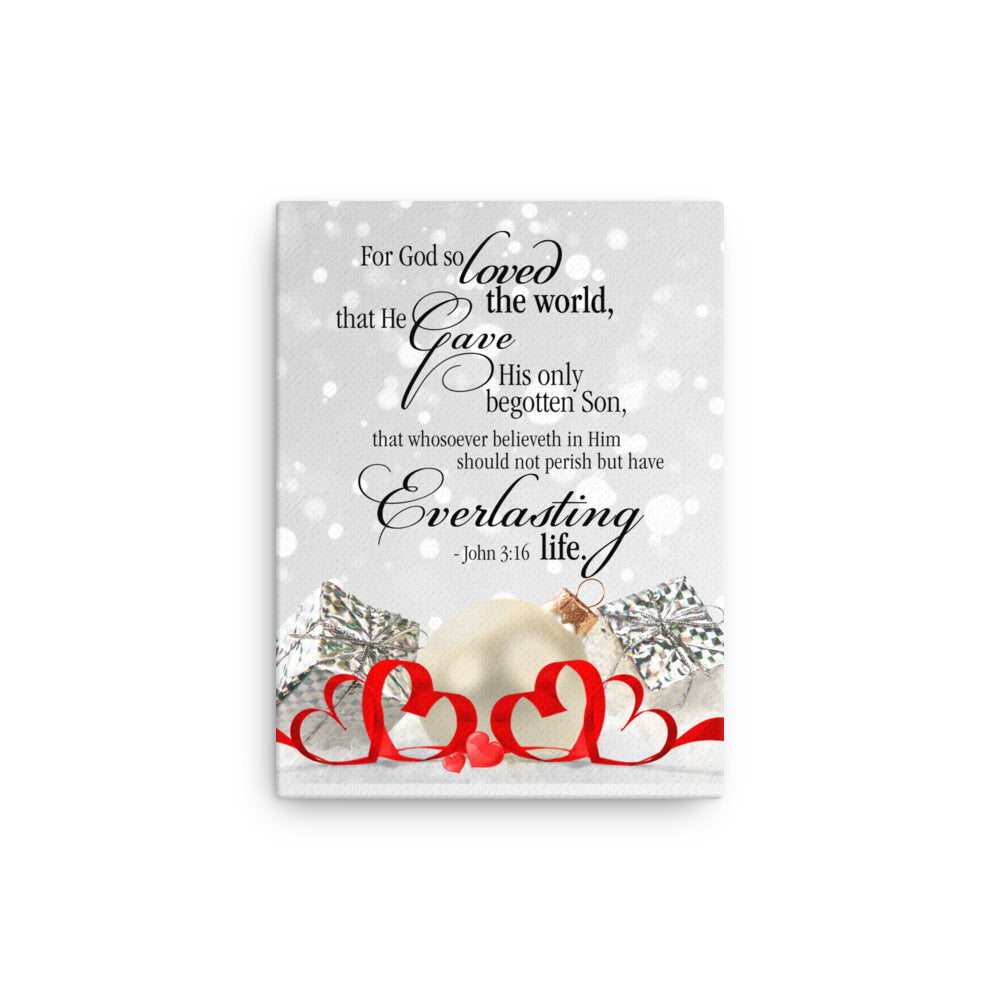 John 3:16 Thin Christmas canvas, Scripture canvas