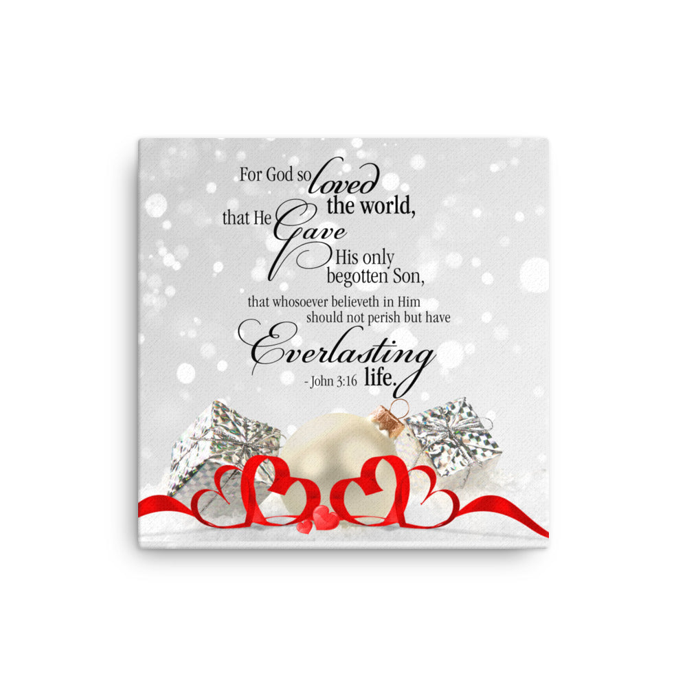 John 3:16 Thin Christmas canvas, Scripture canvas