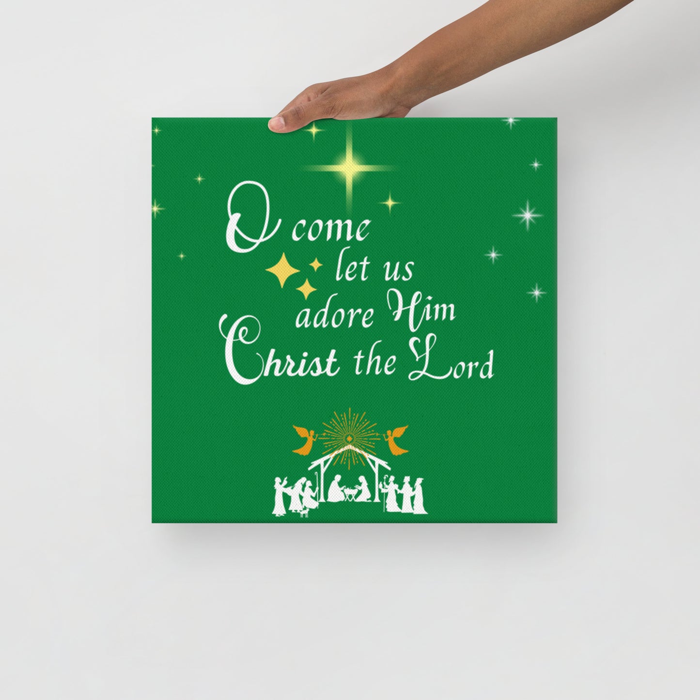 Thin canvas Christmas, o come let us adore Him Christmas thin canvas, scripture canvas