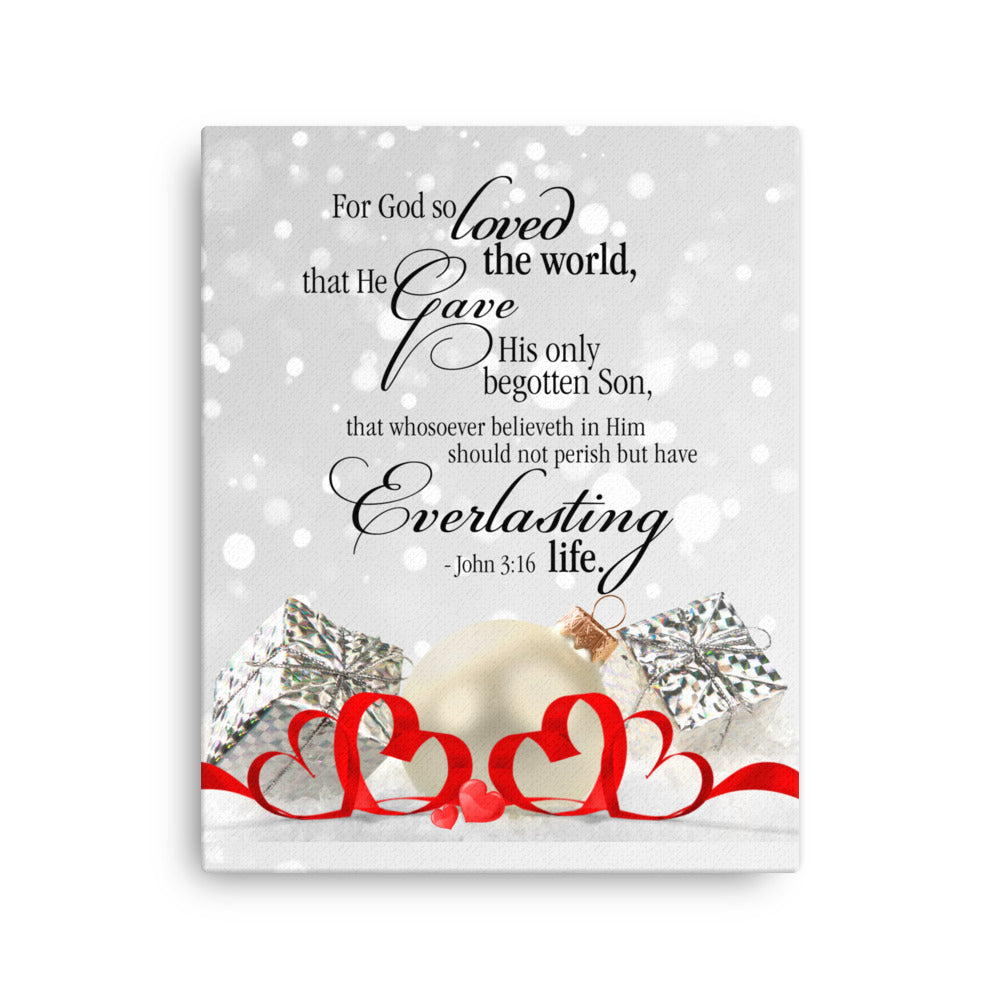 John 3:16 Thin Christmas canvas, Scripture canvas