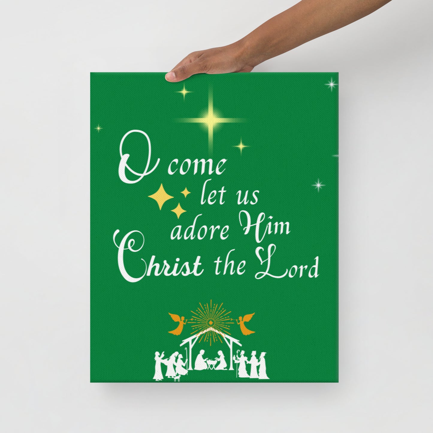 Thin canvas Christmas, o come let us adore Him Christmas thin canvas, scripture canvas