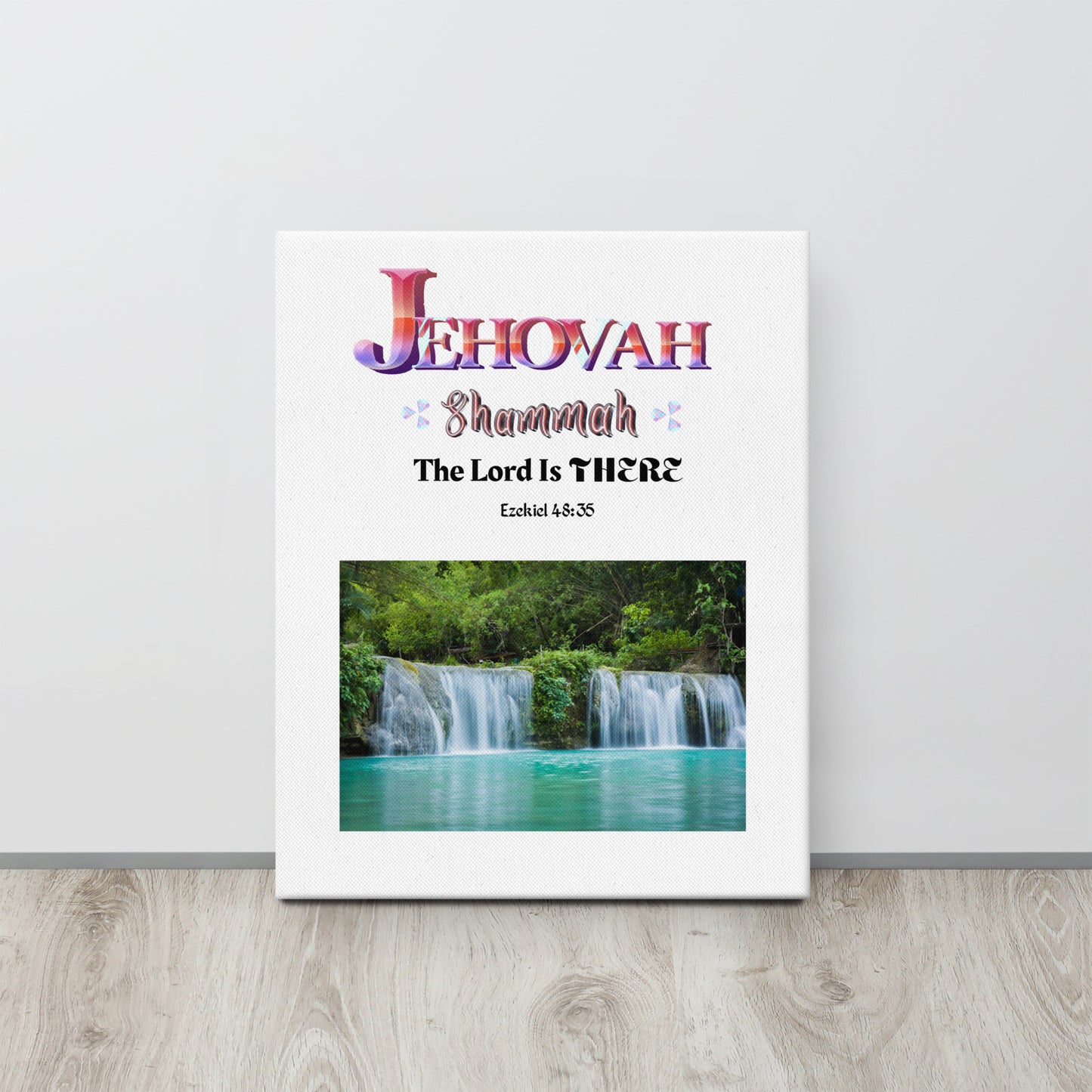 Jehovah Shammah Thin canvas, The Lord is There Canvas, Ezekiel 48:35 Canvas, Names of God Canvas