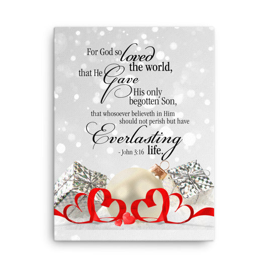 John 3:16 Thin Christmas canvas, Scripture canvas