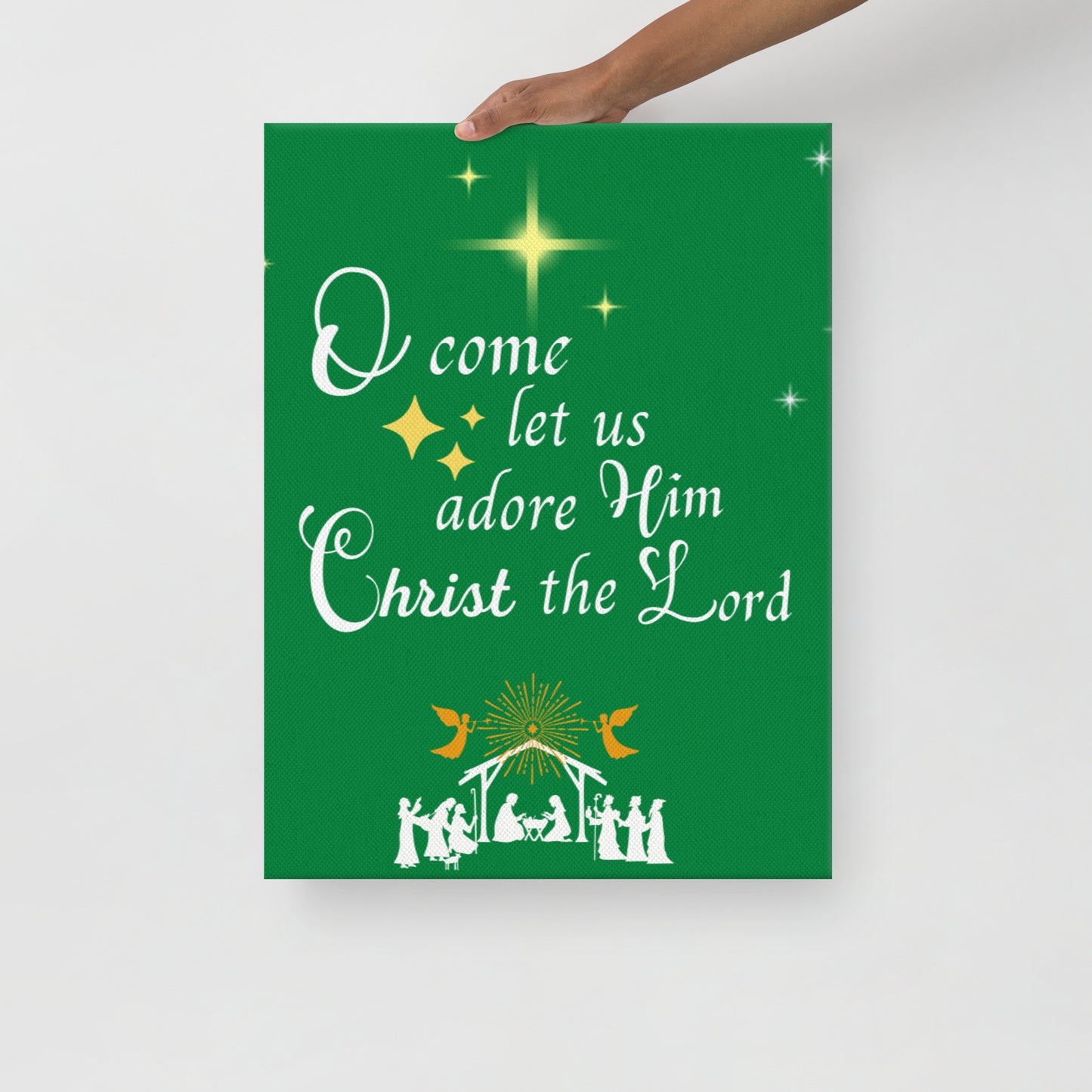 Thin canvas Christmas, o come let us adore Him Christmas thin canvas, scripture canvas