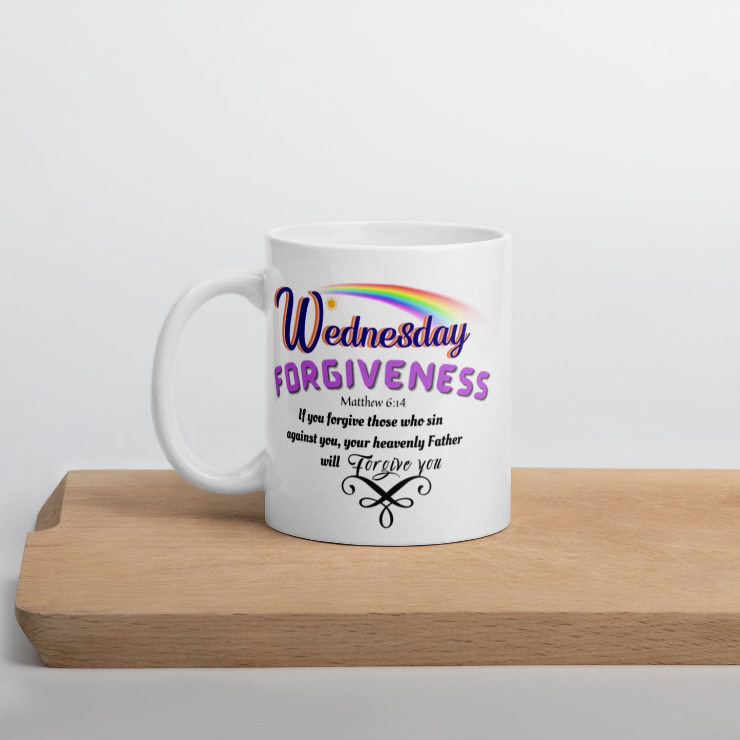 Forgiveness Wednesday white Scripture mug