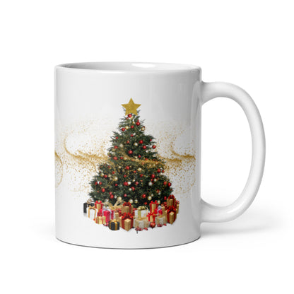 White Christmas Tree mug, beautiful coffee mug