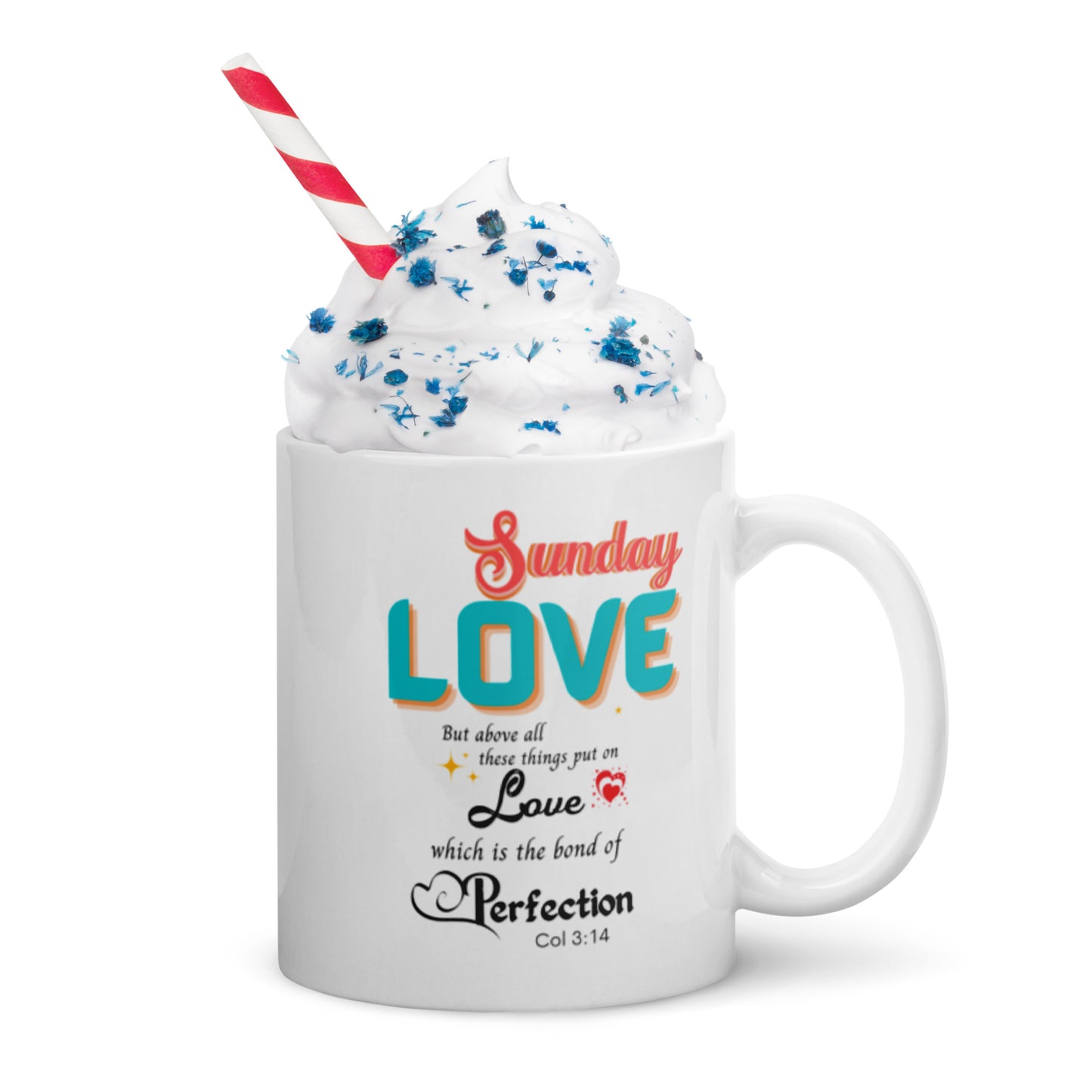 Love Sunday White Scripture mug, Colossians 3:14 mug