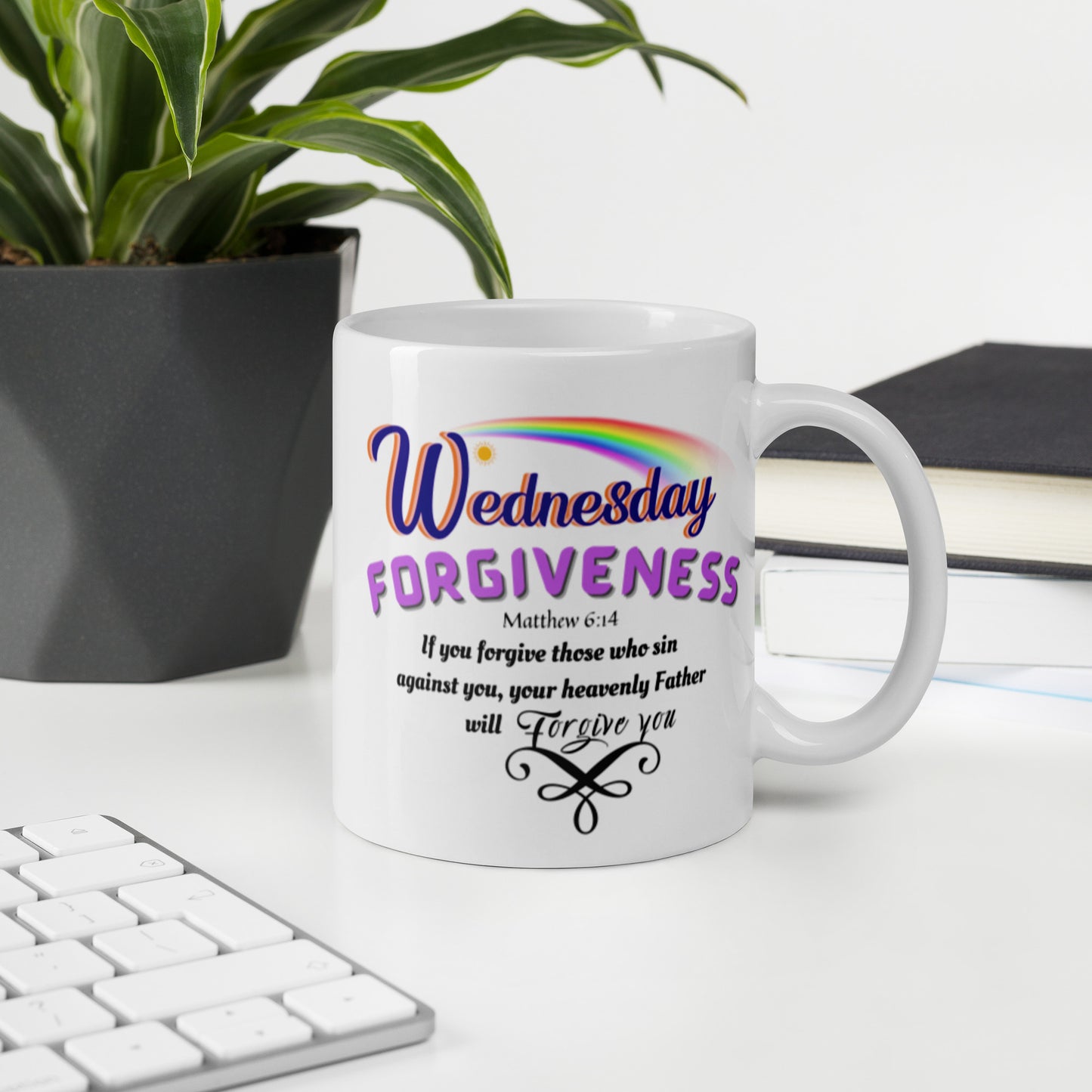 Forgiveness Wednesday white Scripture mug