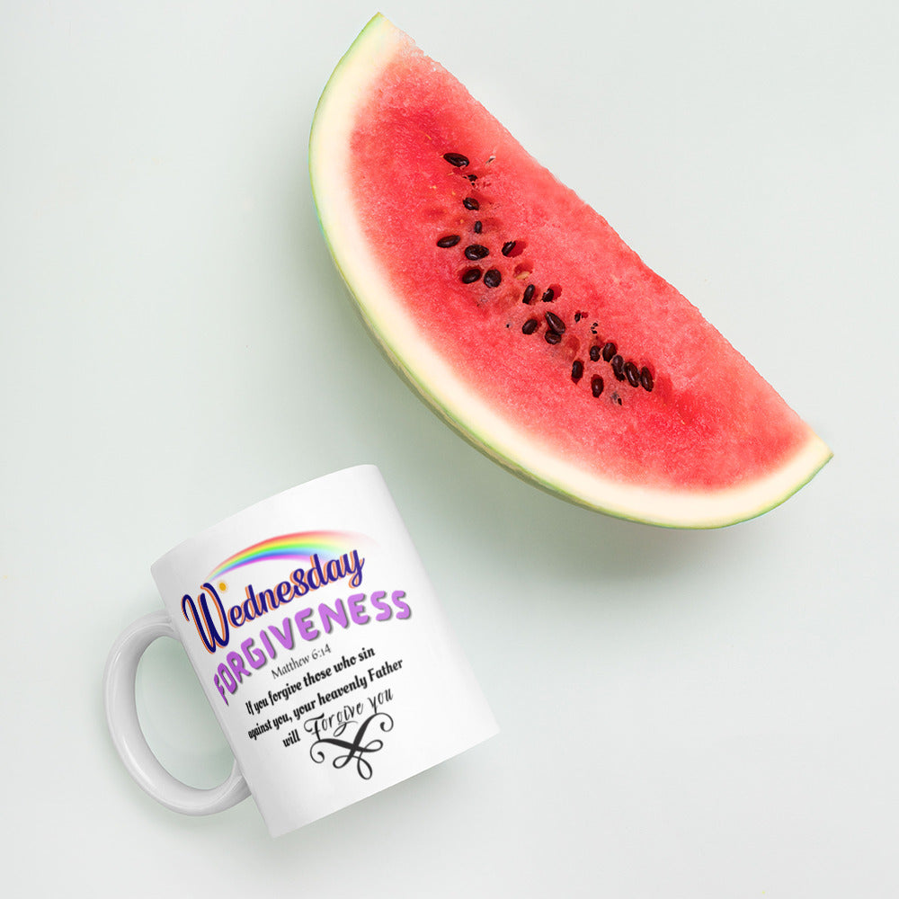 Forgiveness Wednesday white Scripture mug