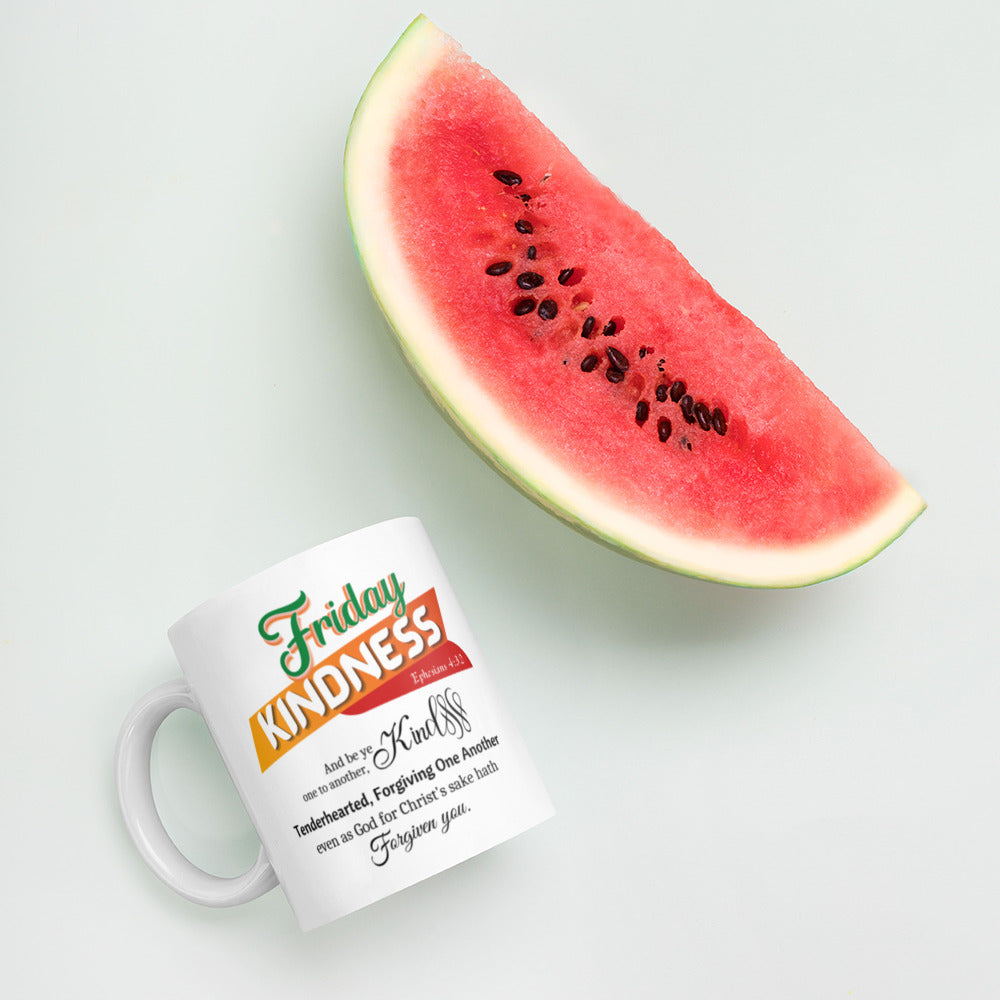 Kindness Friday White Scripture mug