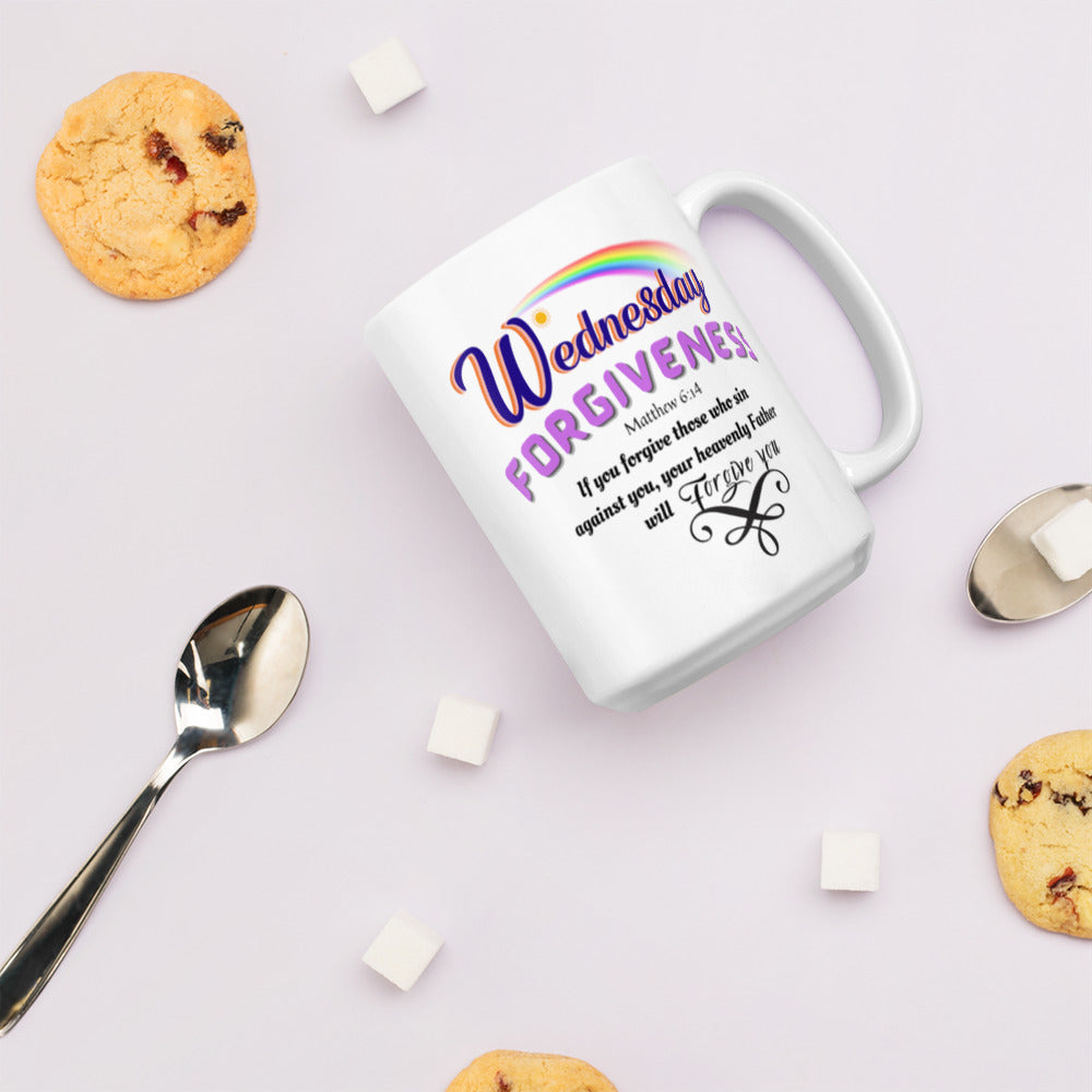 Forgiveness Wednesday white Scripture mug