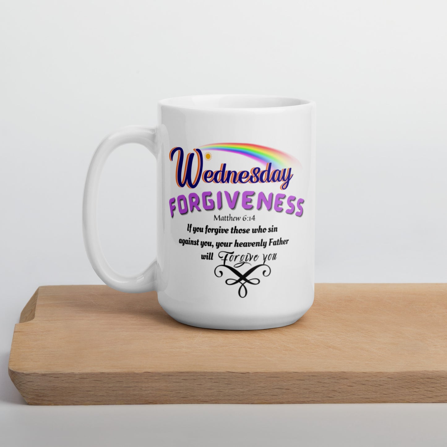 Forgiveness Wednesday white Scripture mug