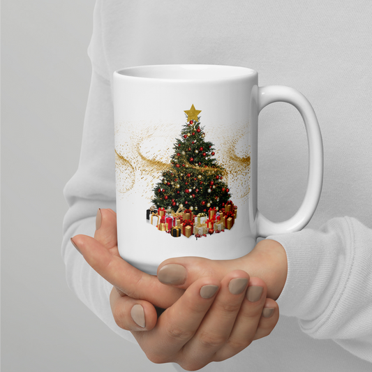 White Christmas Tree mug, beautiful coffee mug