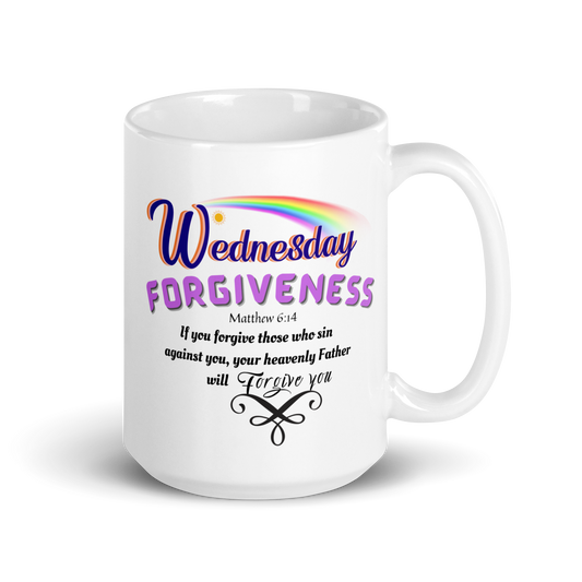 Forgiveness Wednesday white Scripture mug